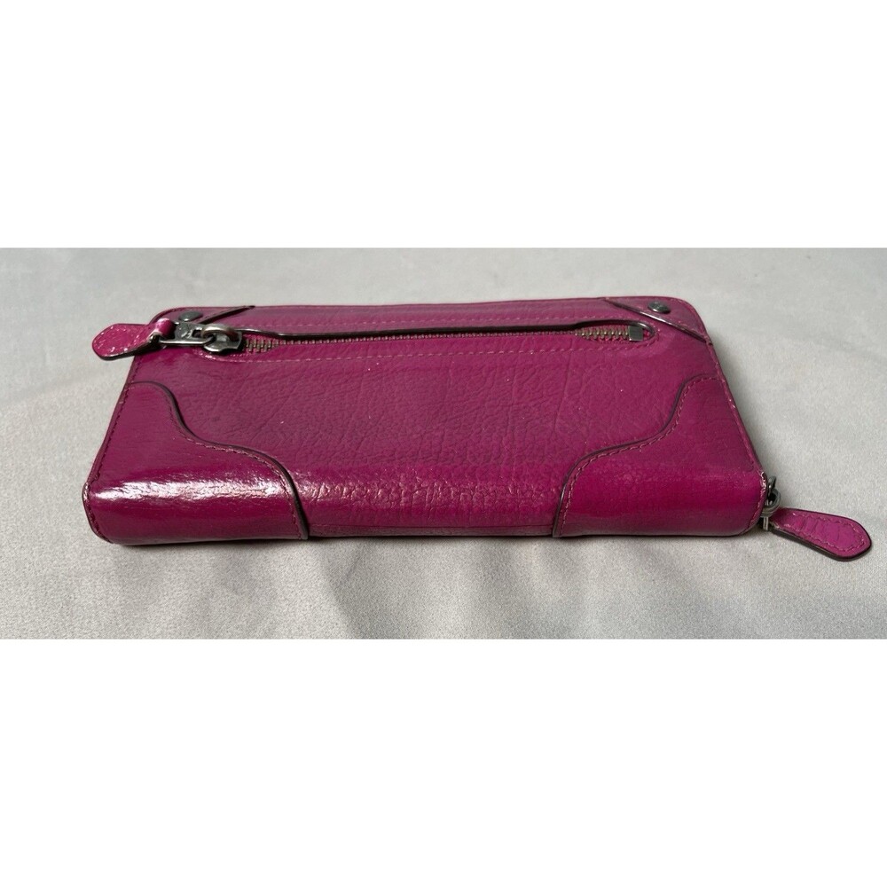 COACH PINK LEATHER ZIP-AROUND BIFOLD WALLET FULL BACK ZIP, GUNMETAL HARDWARE - Picture 3 of 6